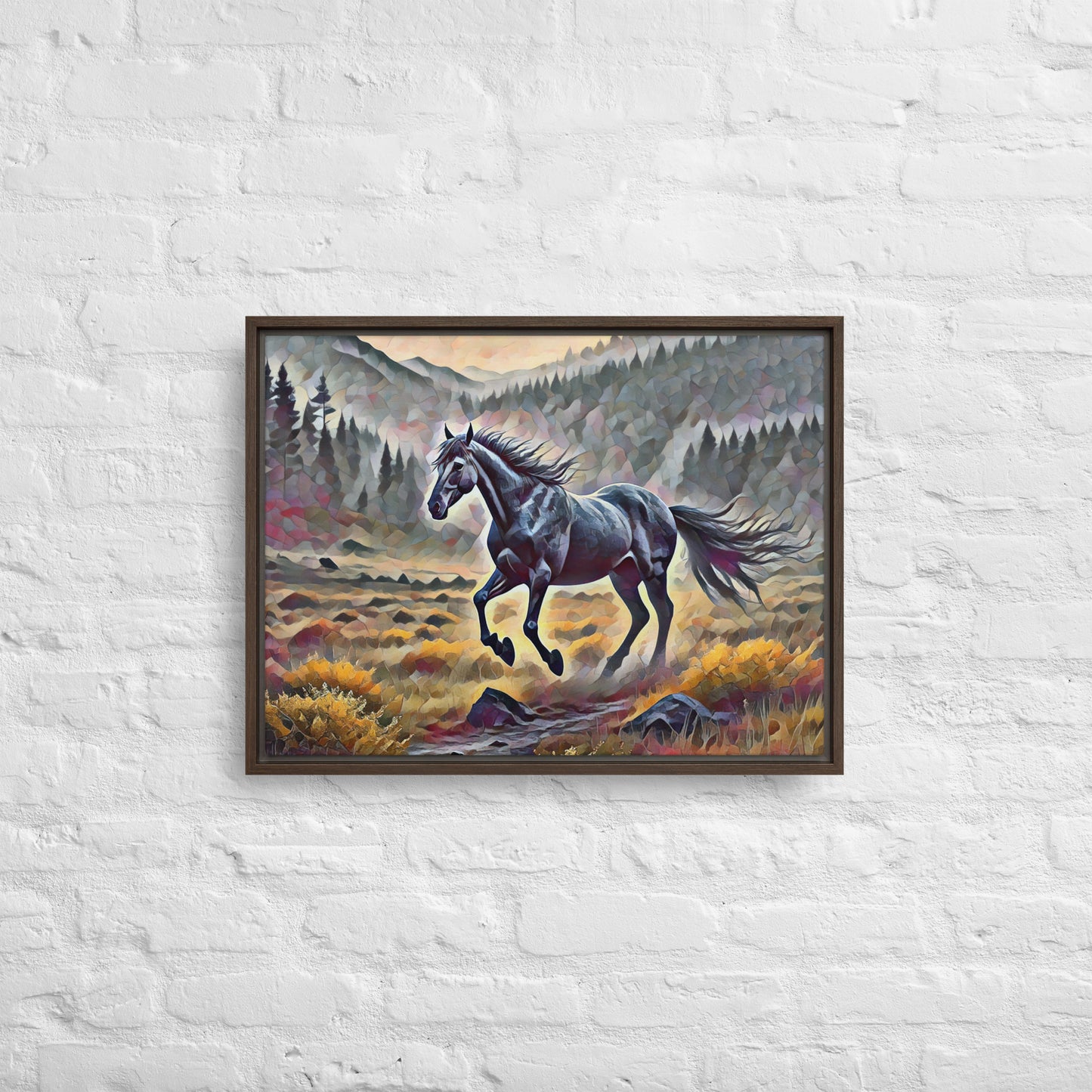 Oregon Running Horse - Digital Art - Framed canvas - FREE SHIPPING