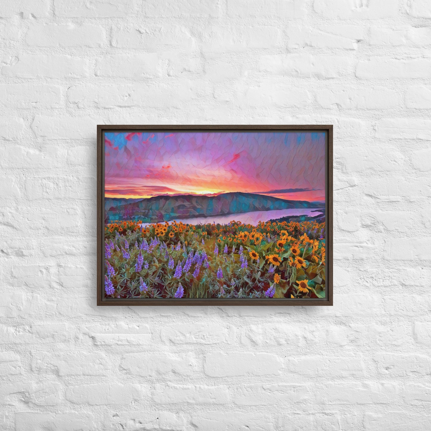 Columbia Gorge Wildflowers - Digital Art - Framed canvas - FREE SHIPPING