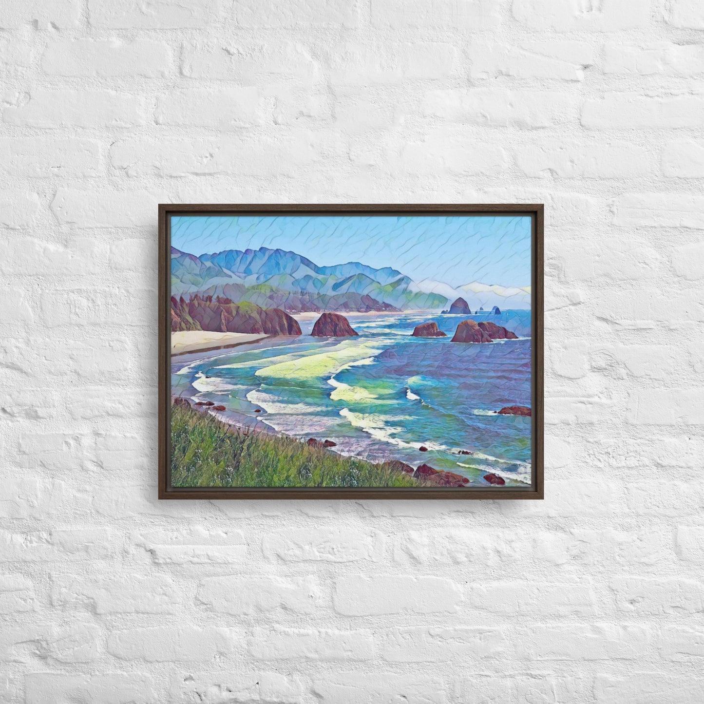 Ecola State Park - Digital Art - Framed canvas - FREE SHIPPING