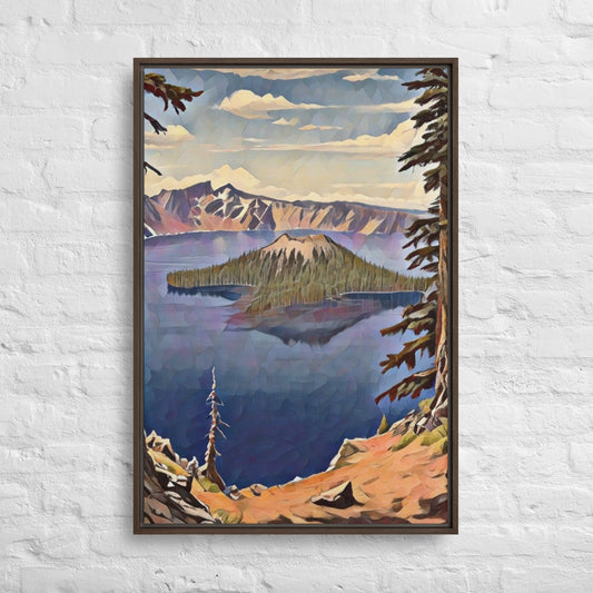 Crater Lake - Digital Art - Framed canvas - FREE SHIPPING
