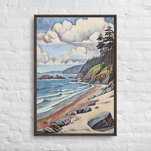 Oregon Coastline - Digital Art - Framed canvas - FREE SHIPPING