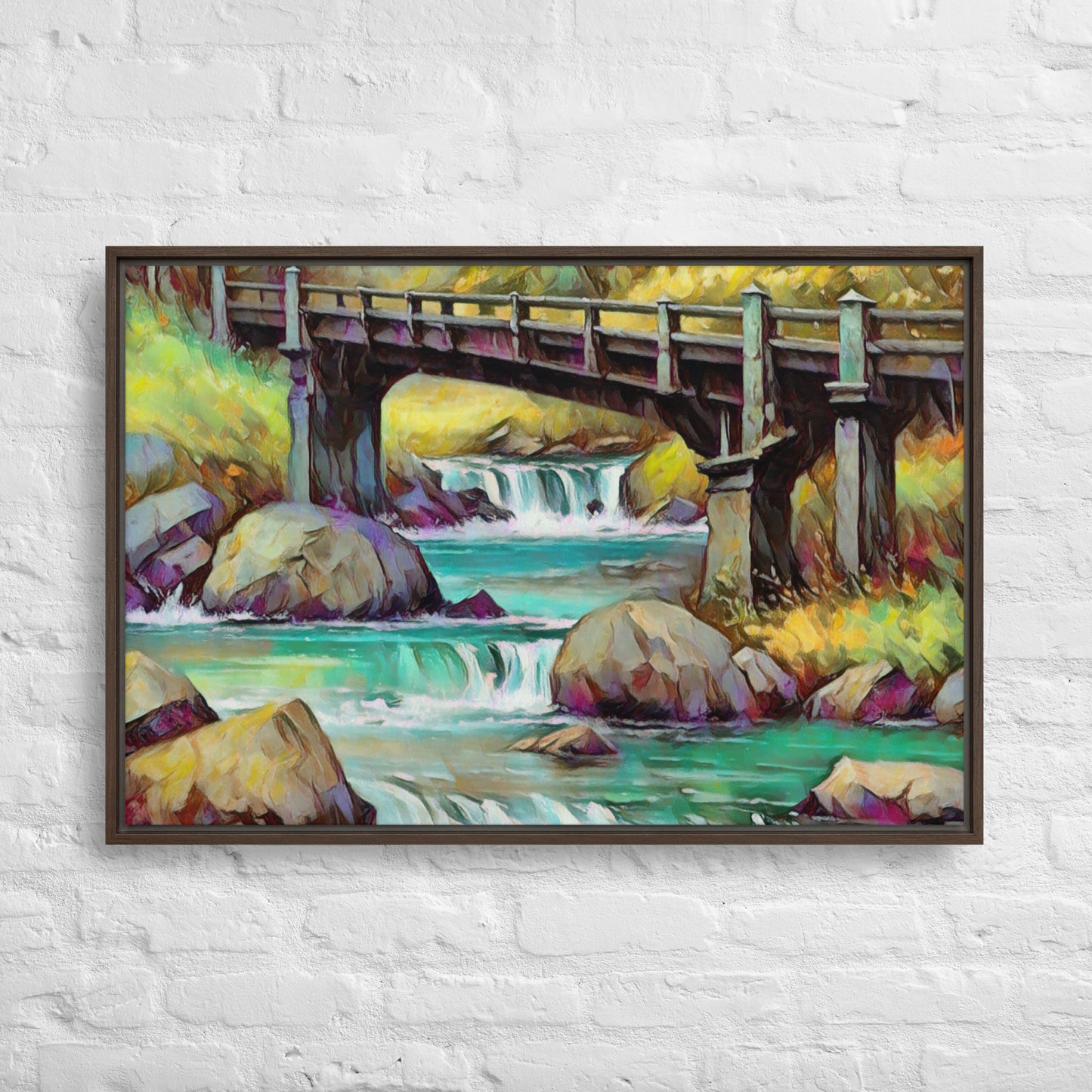 Oregon Bridge - Digital Art - Framed canvas - FREE SHIPPING