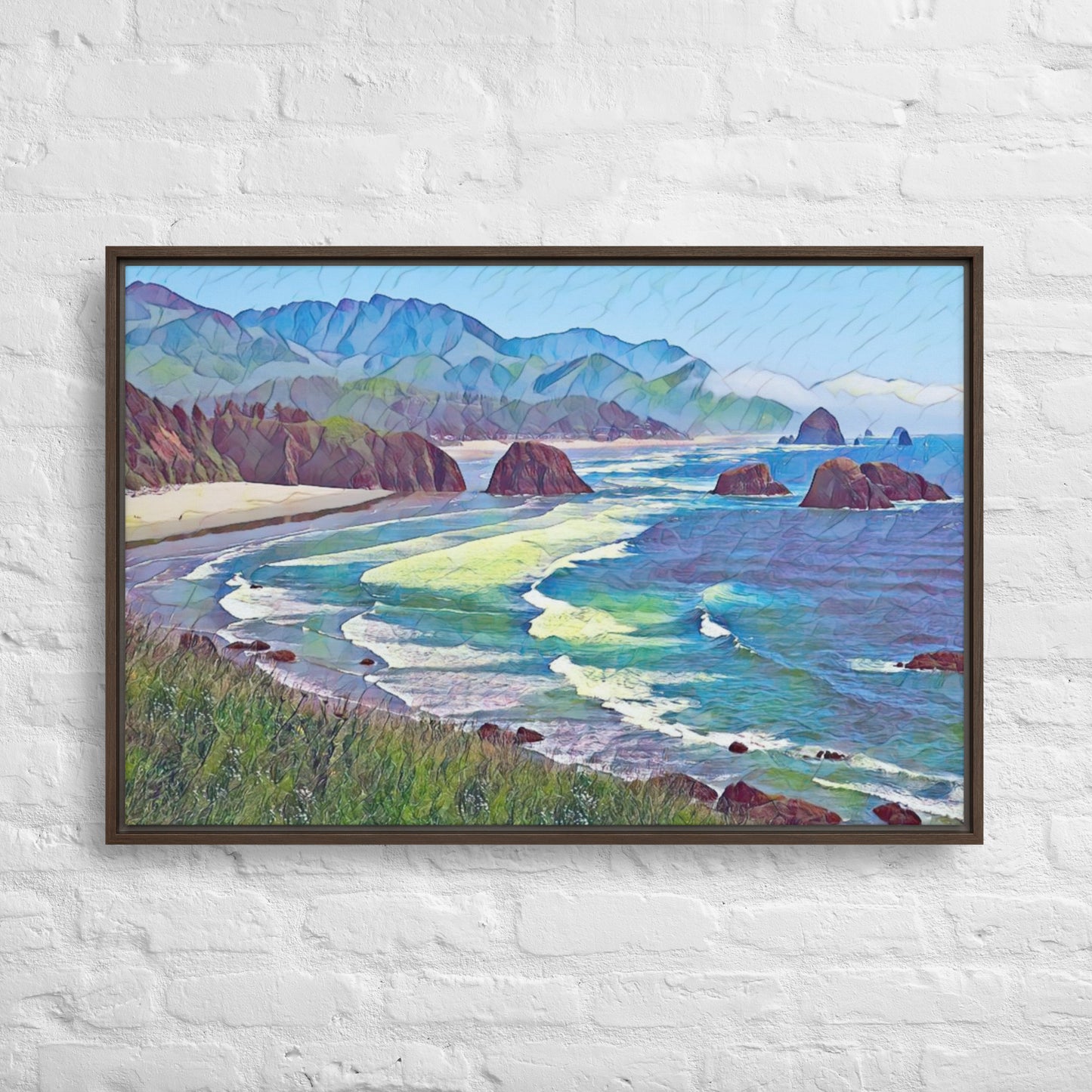 Ecola State Park - Digital Art - Framed canvas - FREE SHIPPING