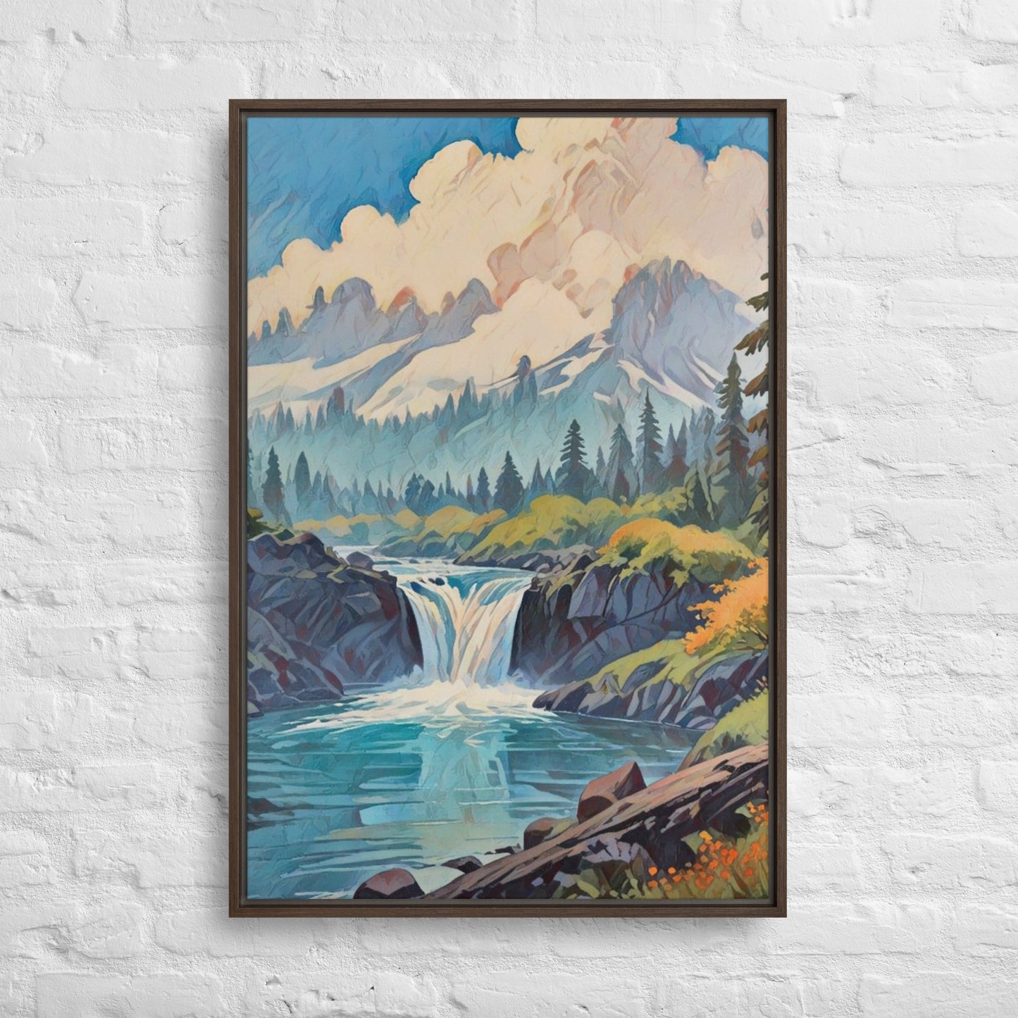 Oregon Hidden Pool - Digital Art Framed canvas - FREE SHIPPING