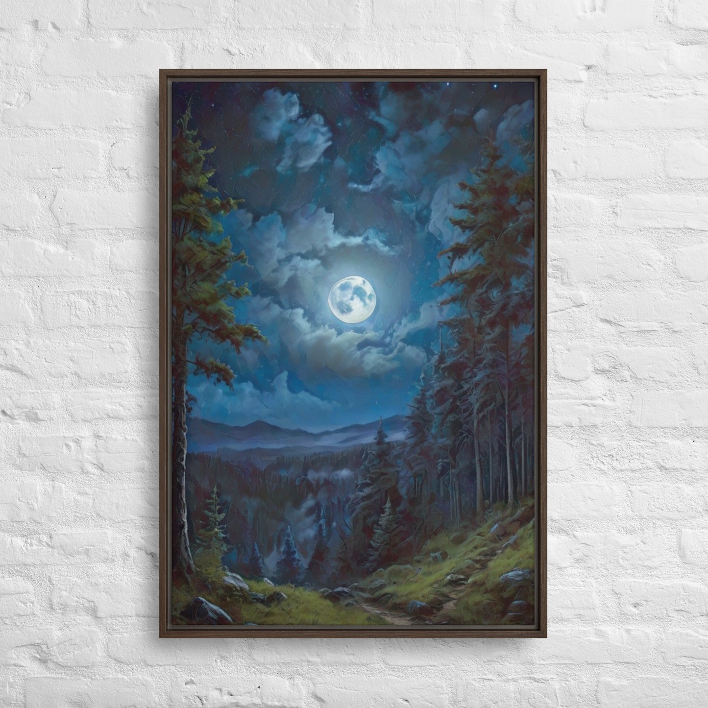 Moon Light in Oregon - Digital Art - Framed canvas - FREE SHIPPING