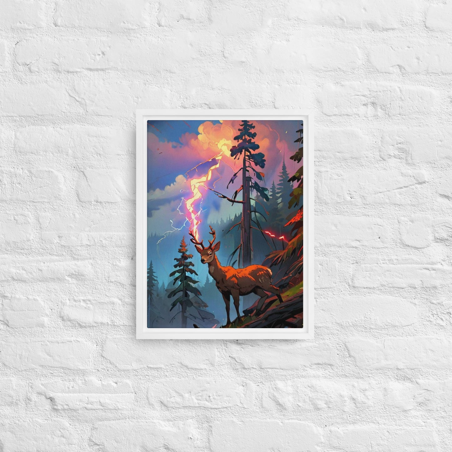 Oregon Lightning Strike - Digital Art - Framed canvas - FREE SHIPPING