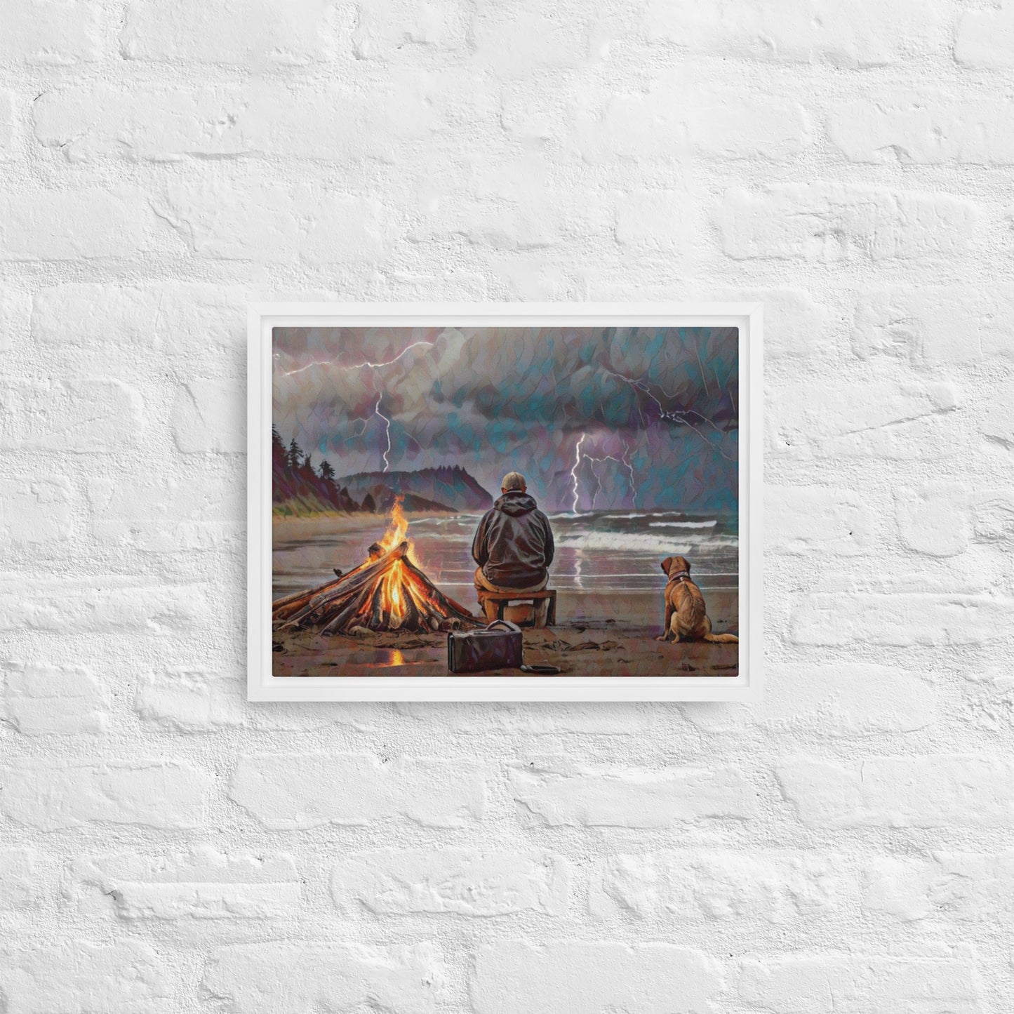 Bonfire in the Storm Digital Art - Framed canvas - FREE Shipping