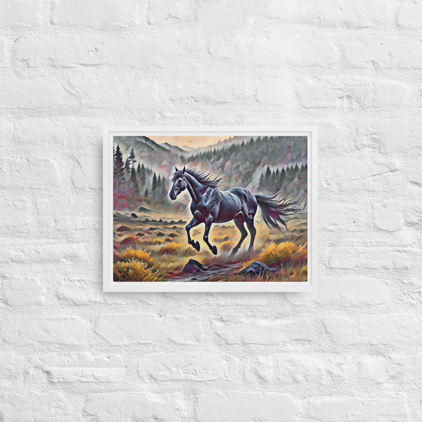 Oregon Running Horse - Digital Art - Framed canvas - FREE SHIPPING