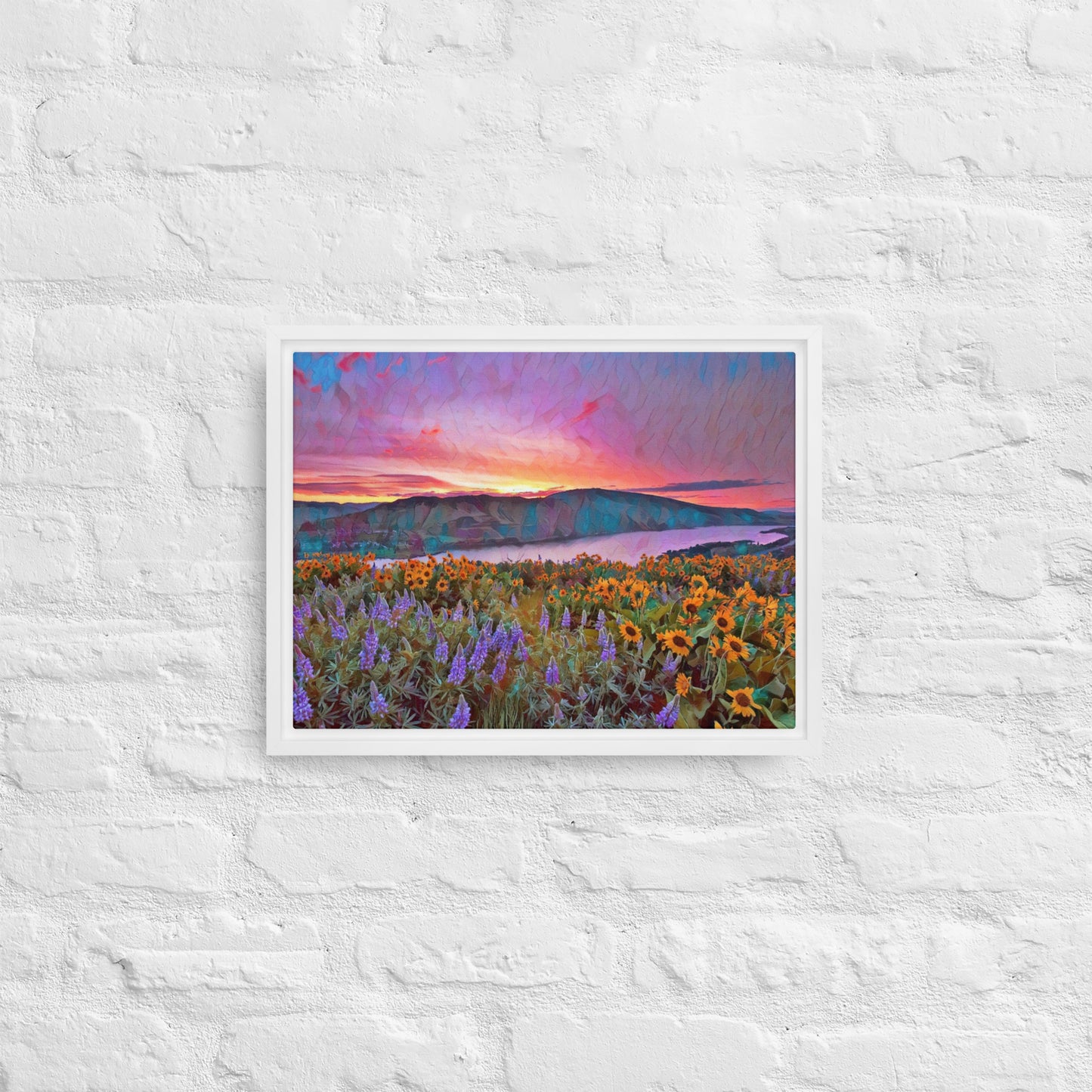 Columbia Gorge Wildflowers - Digital Art - Framed canvas - FREE SHIPPING