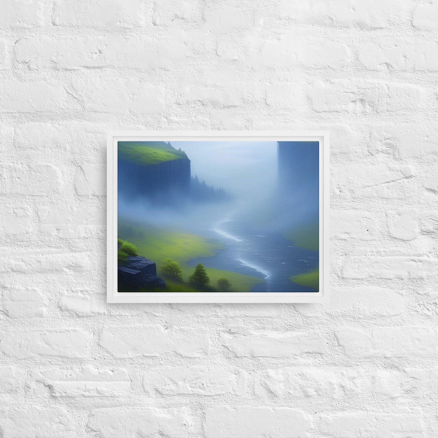 Foggy River - Digital Art - Framed canvas - FREE SHIPPING