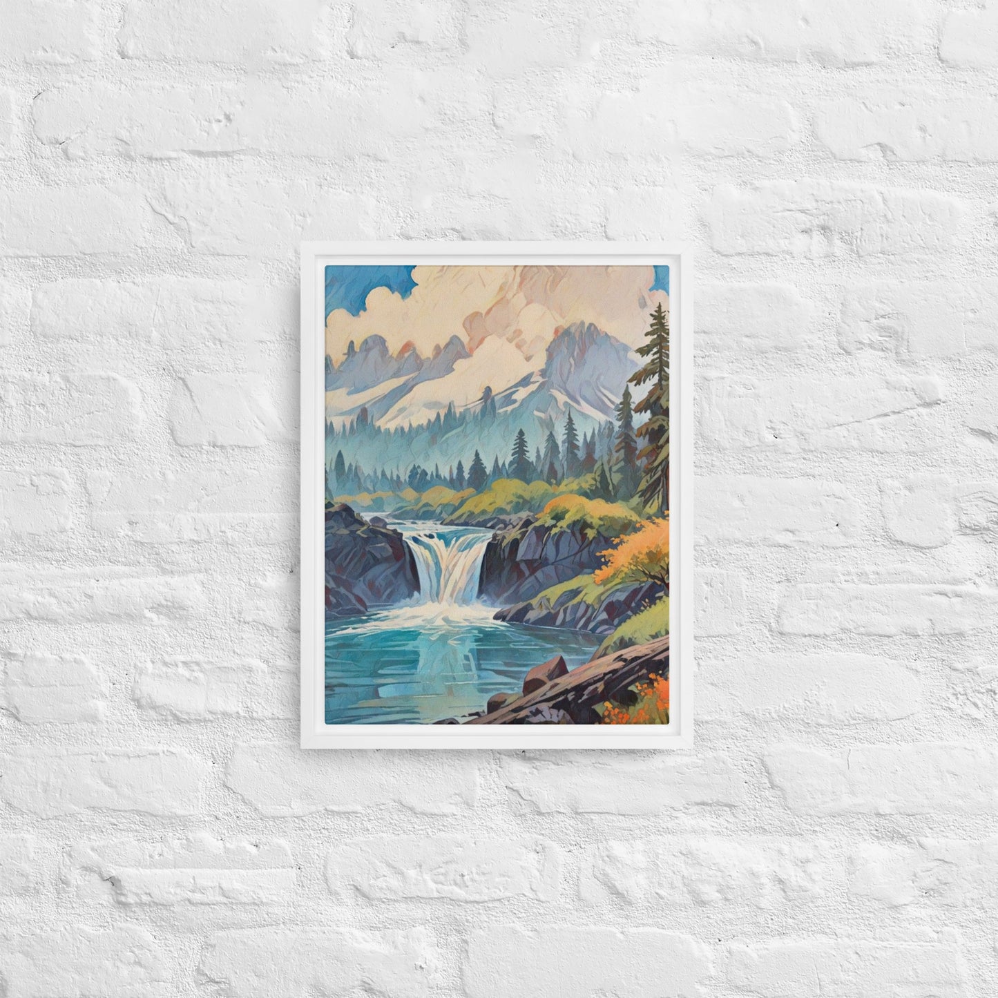 Oregon Hidden Pool - Digital Art Framed canvas - FREE SHIPPING