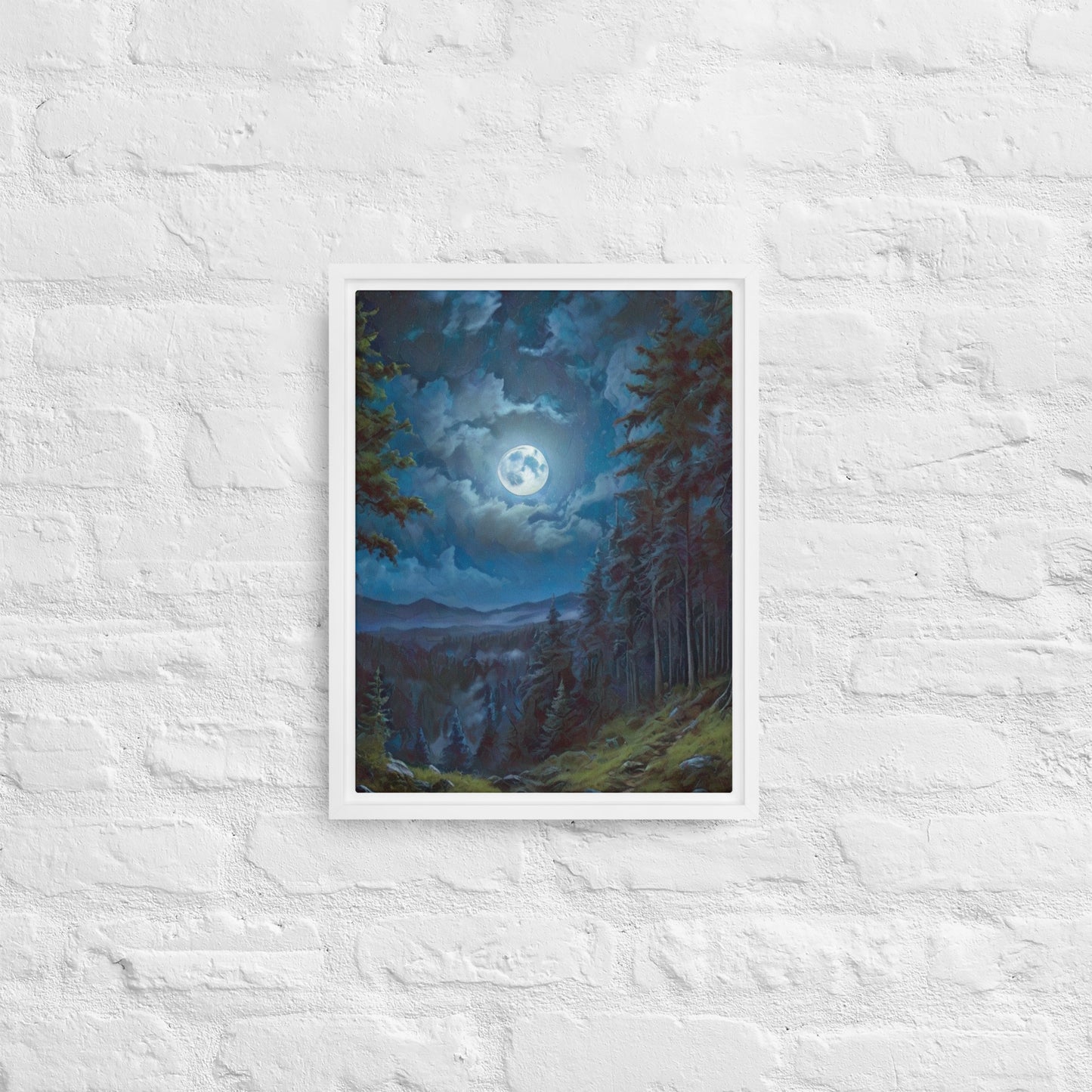 Moon Light in Oregon - Digital Art - Framed canvas - FREE SHIPPING