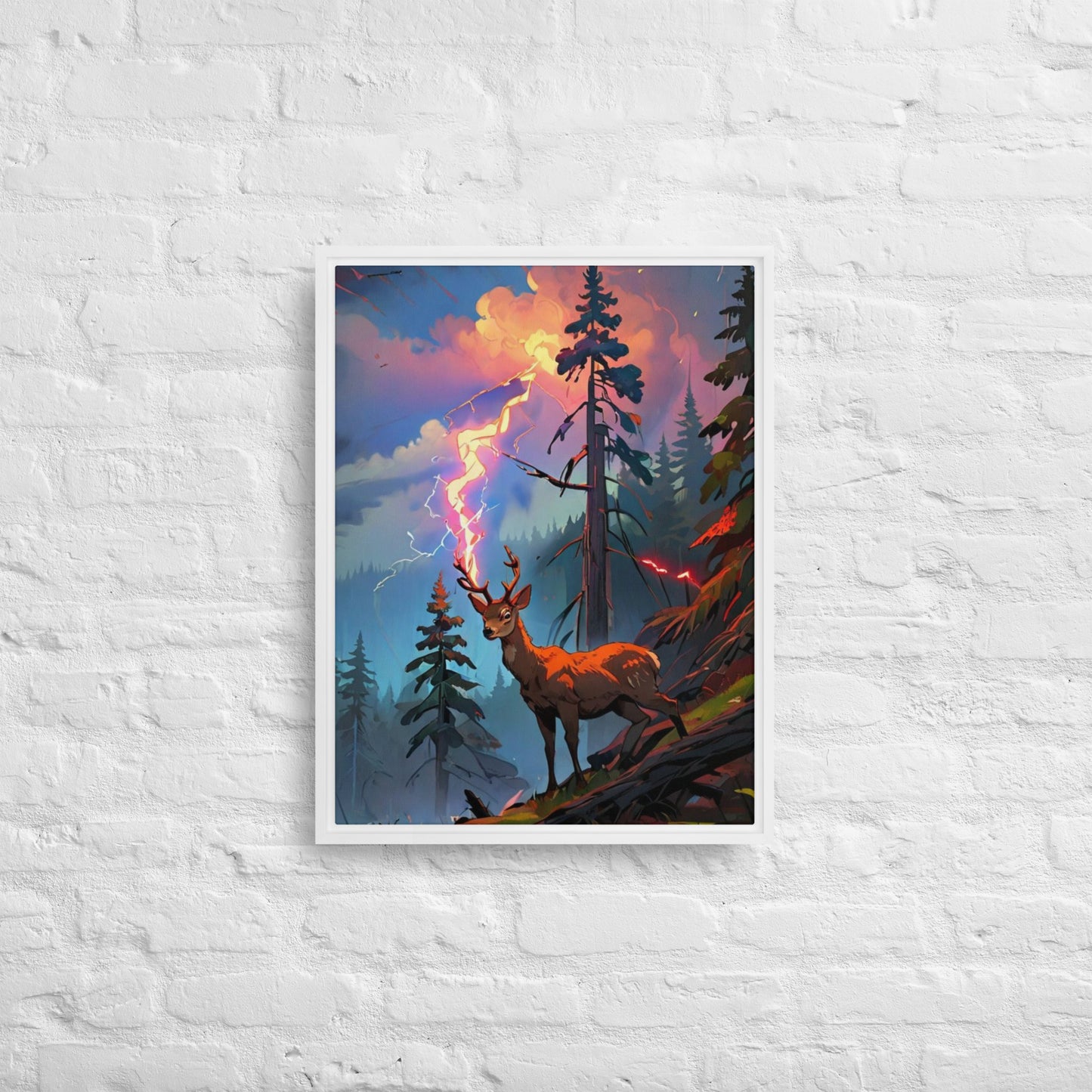 Oregon Lightning Strike - Digital Art - Framed canvas - FREE SHIPPING