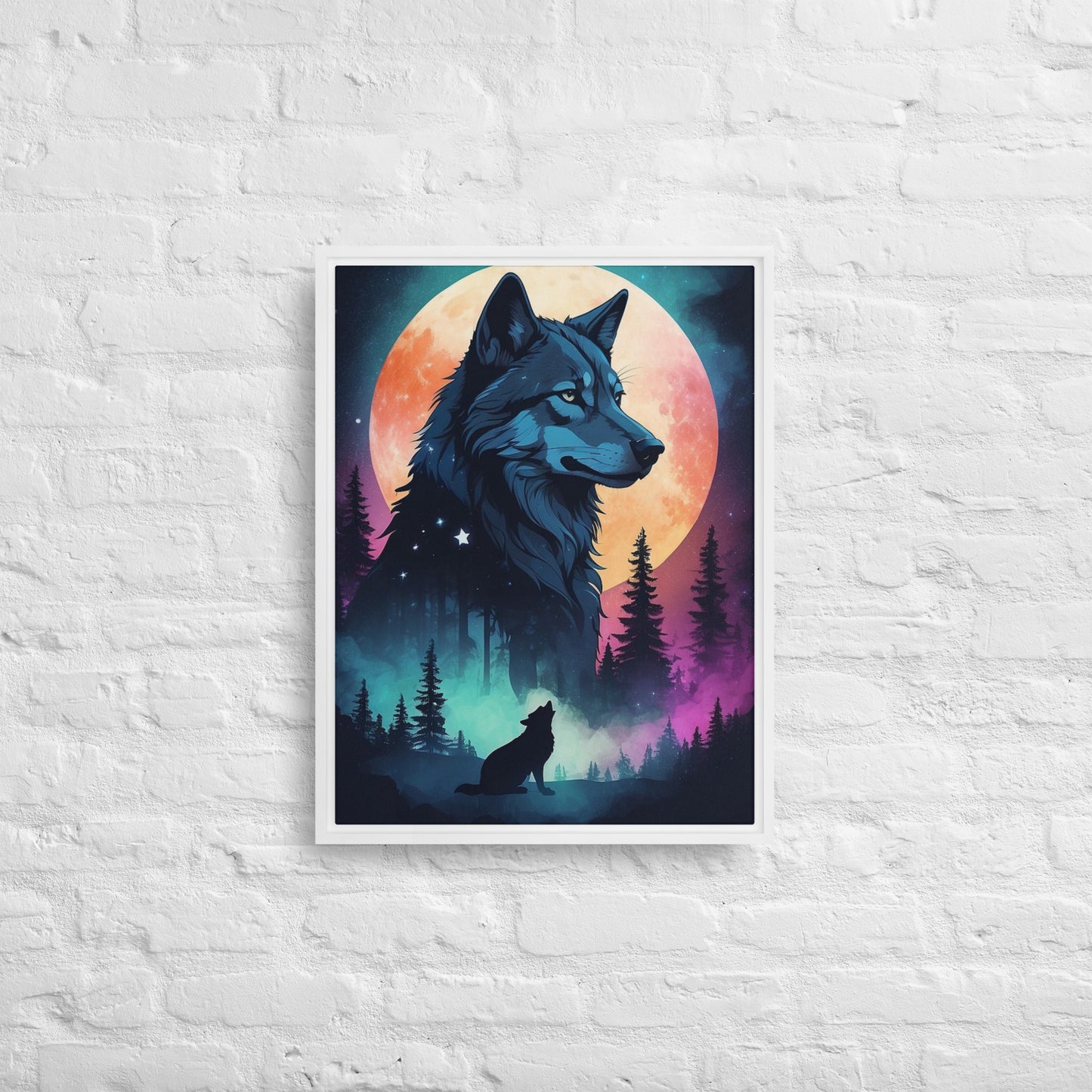 Lone Wolf - Digital Art - Framed canvas - FREE SHIPPING