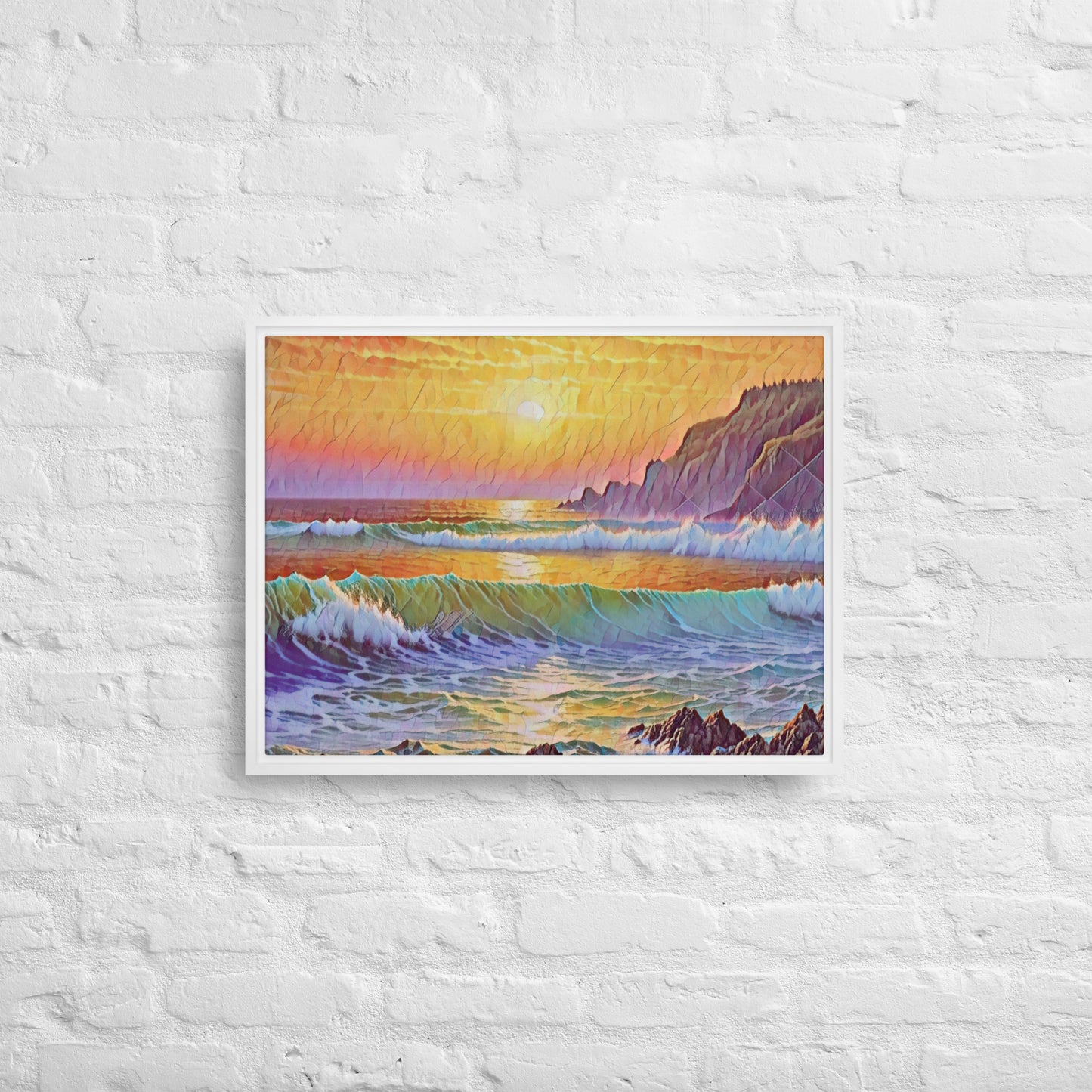 Oregon Coast Sunset - Digital Art - Framed canvas - FREE Shipping