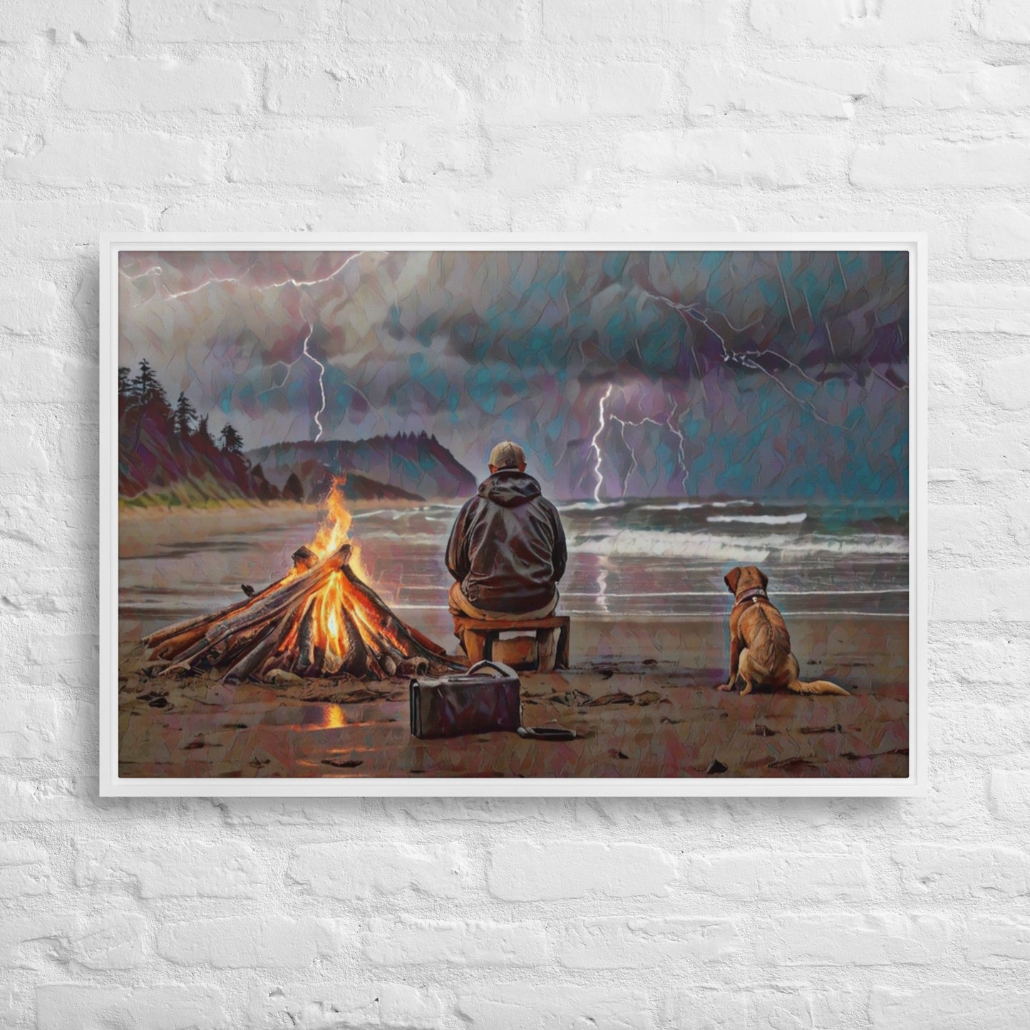 Bonfire in the Storm Digital Art - Framed canvas - FREE Shipping