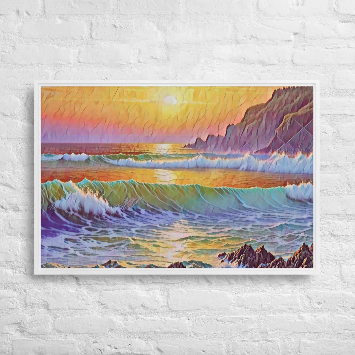 Oregon Coast Sunset - Digital Art - Framed canvas - FREE Shipping