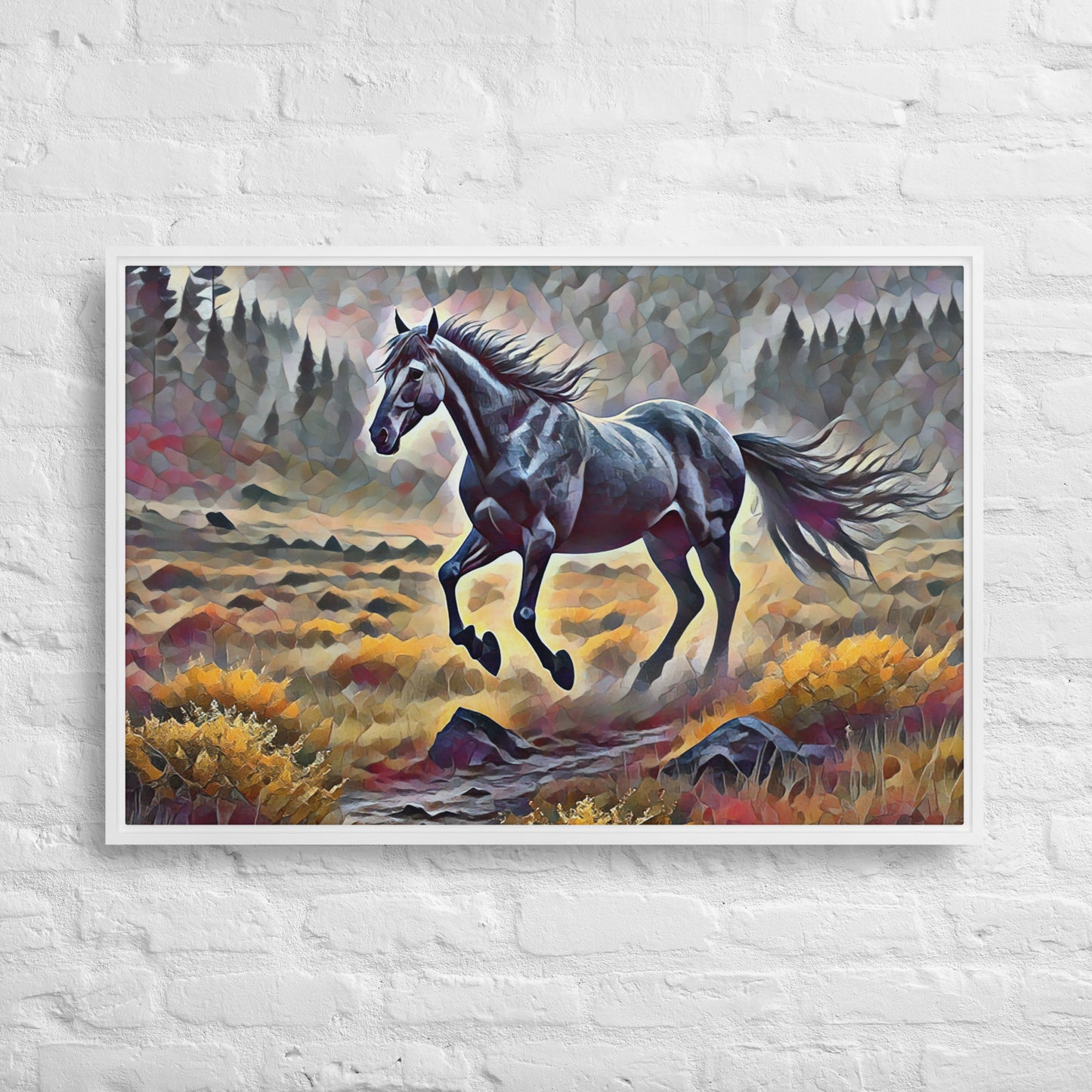Oregon Running Horse - Digital Art - Framed canvas - FREE SHIPPING