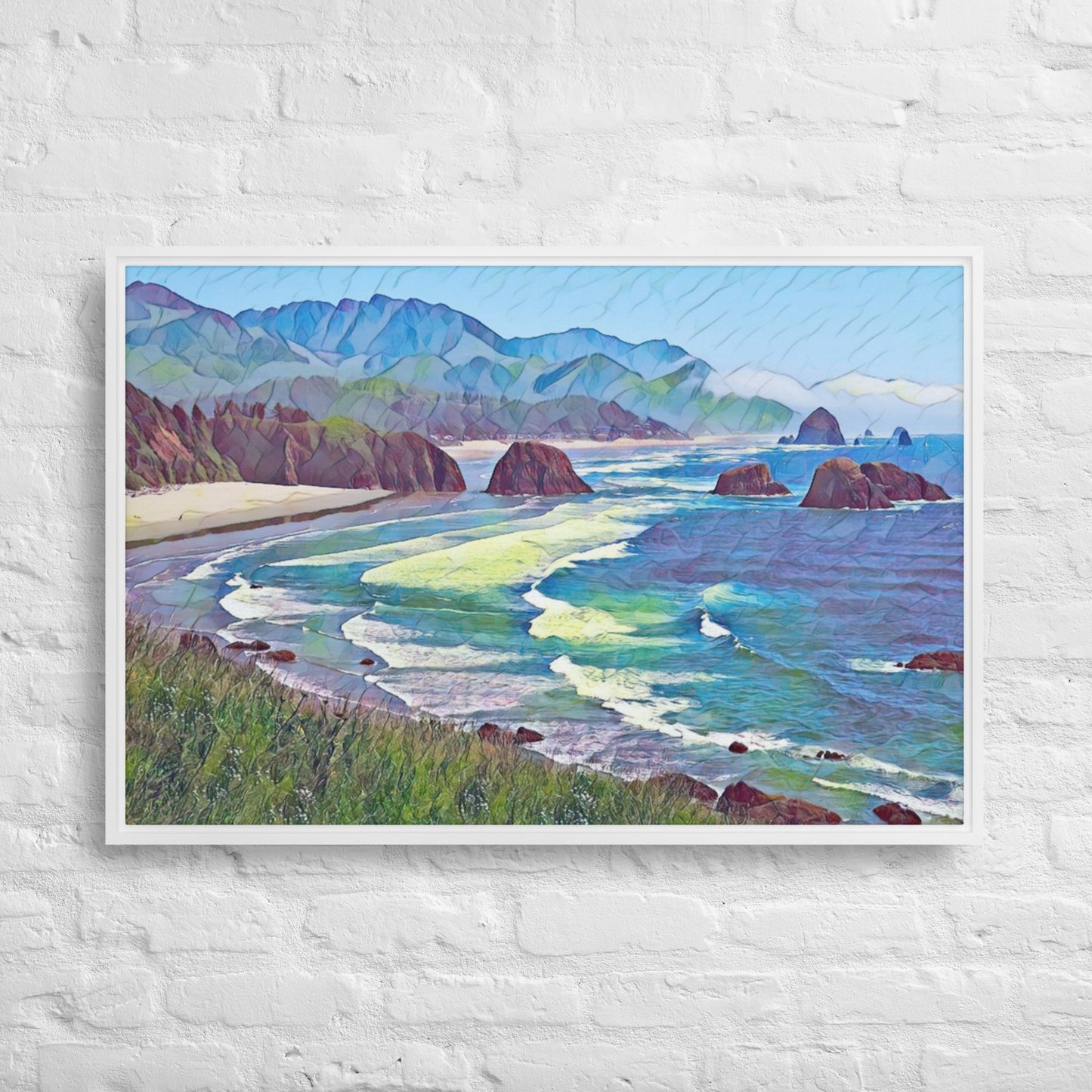 Ecola State Park - Digital Art - Framed canvas - FREE SHIPPING