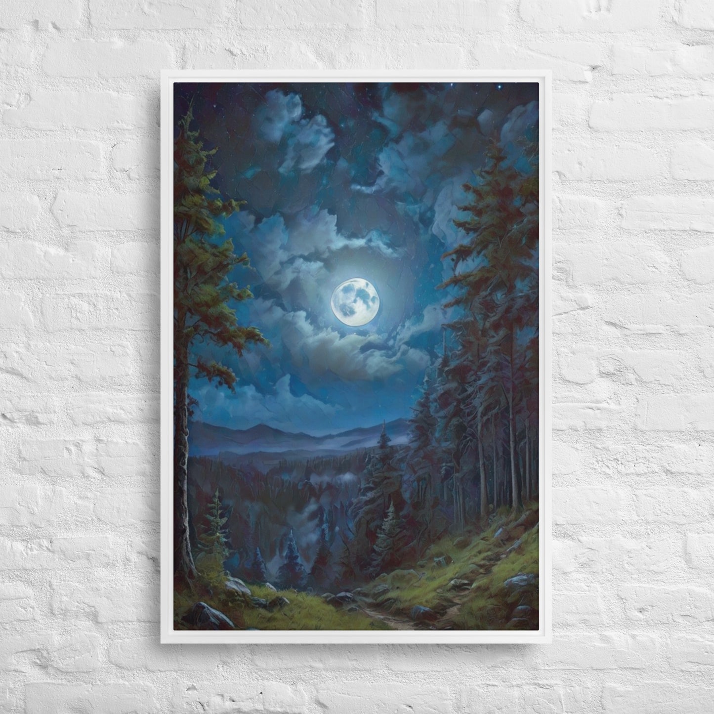 Moon Light in Oregon - Digital Art - Framed canvas - FREE SHIPPING