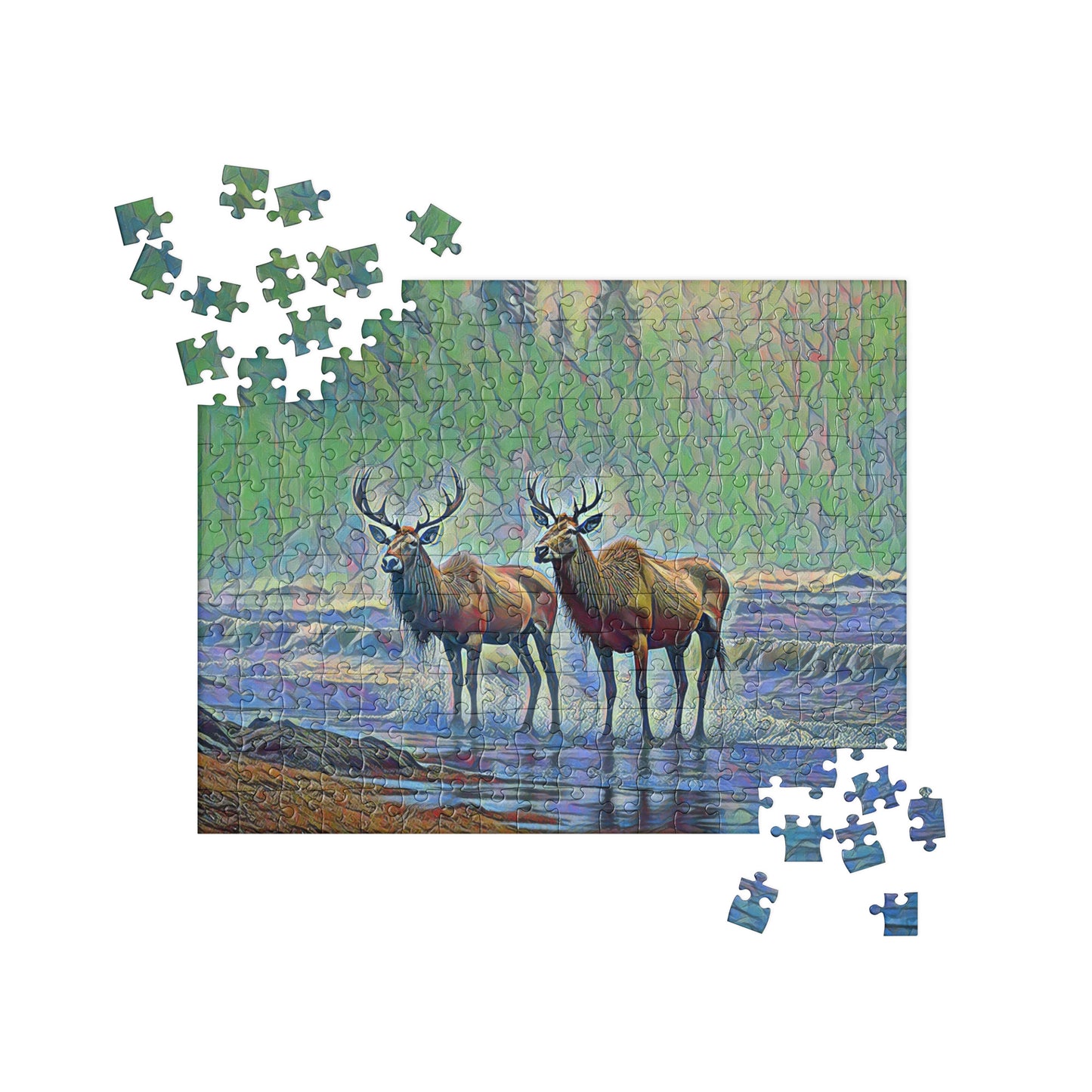 Two Elk on the Beach - Oregon - Digital Art - Jigsaw puzzle