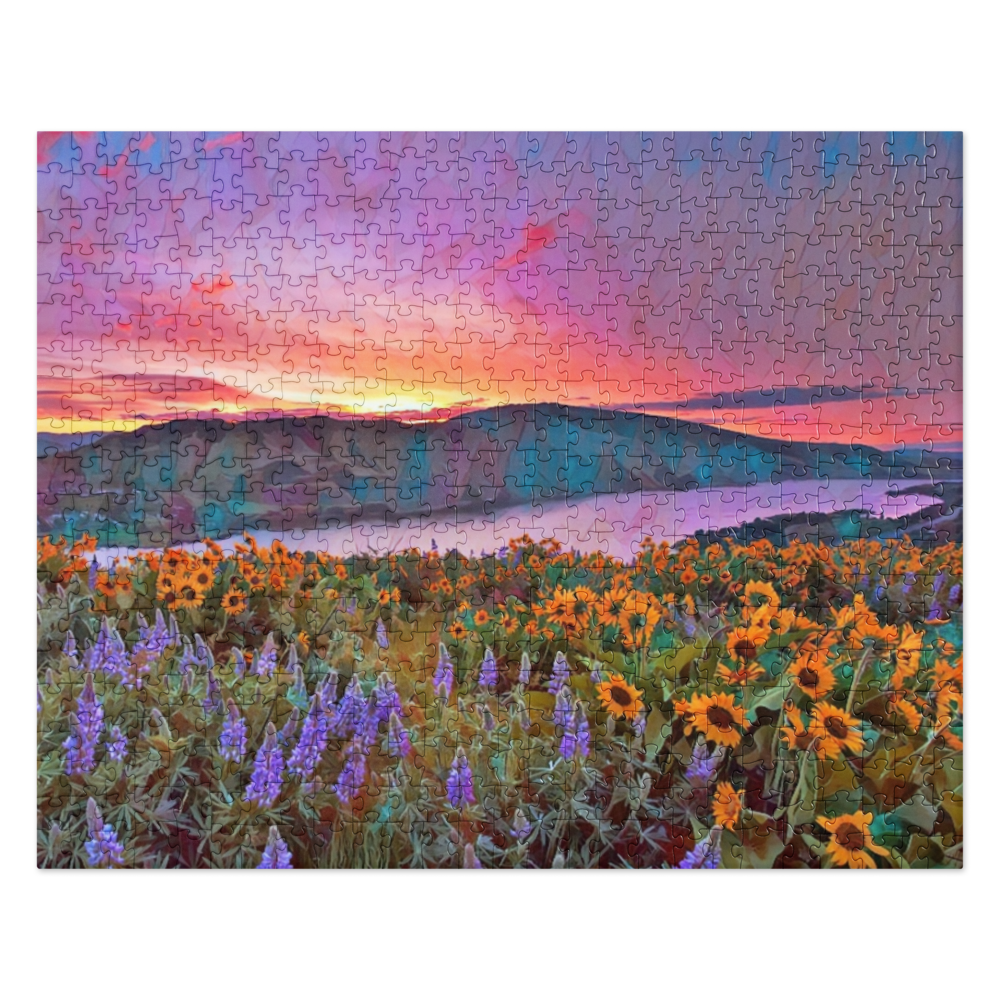 Columbia River Gorge - Wildflowers - Digital Art - Jigsaw puzzle