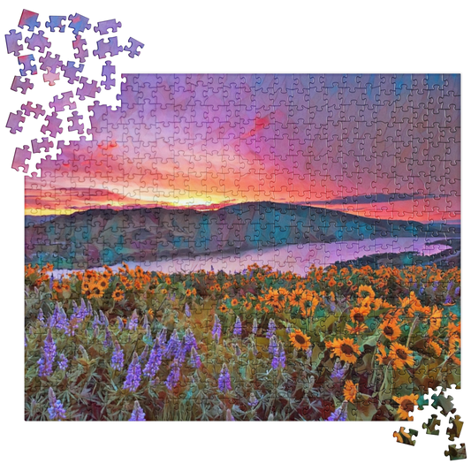 Columbia River Gorge - Wildflowers - Digital Art - Jigsaw puzzle