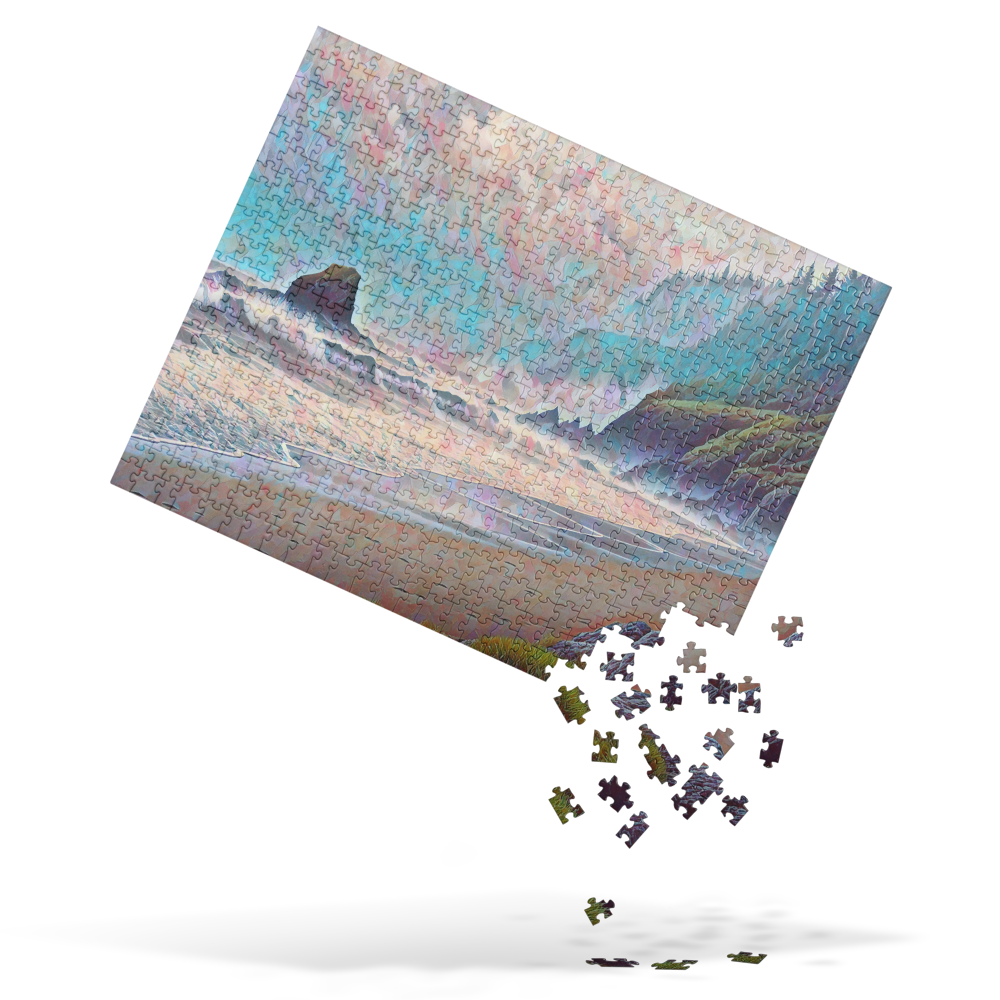 Oregon - Ocean Beach - Digital Art - Jigsaw puzzle