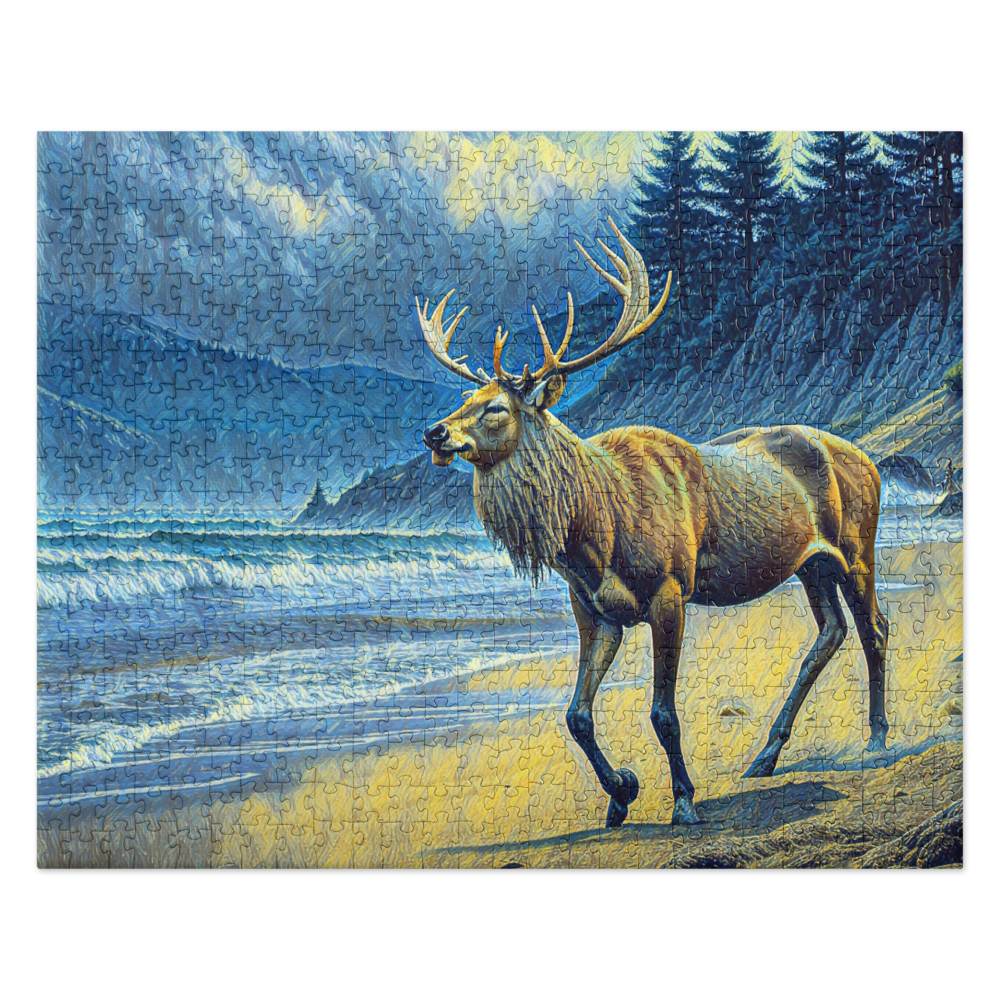 Elk on the Beach - Digital Art -Jigsaw puzzle