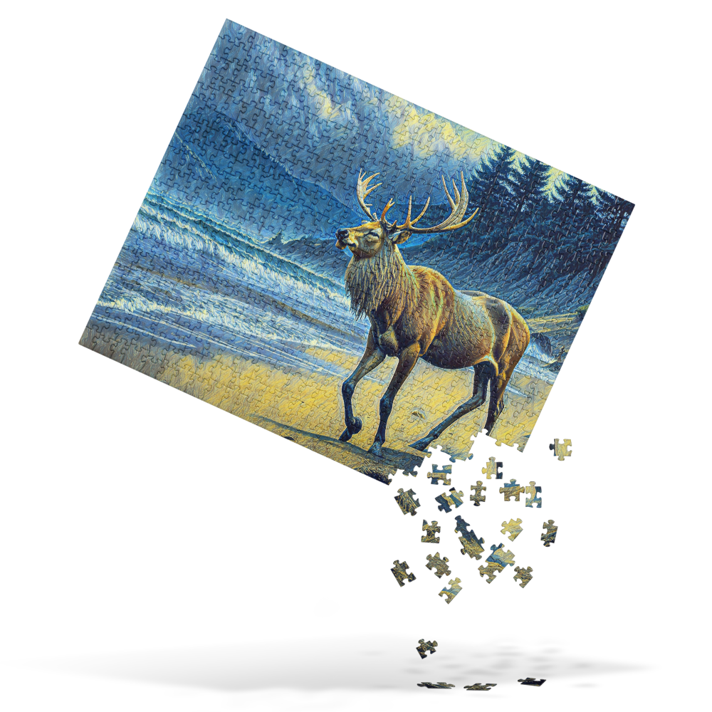 Elk on the Beach - Digital Art -Jigsaw puzzle