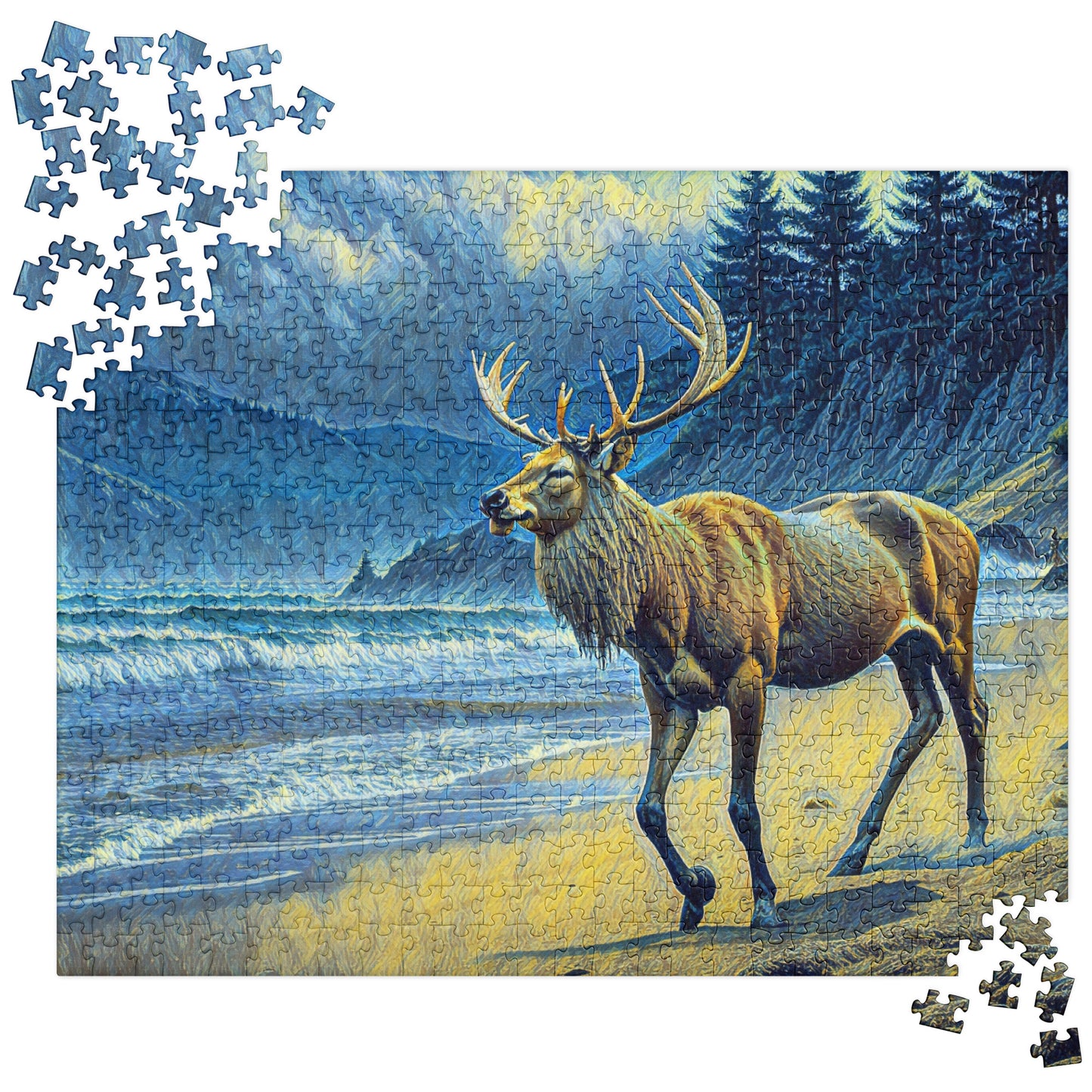 Elk on the Beach - Digital Art -Jigsaw puzzle