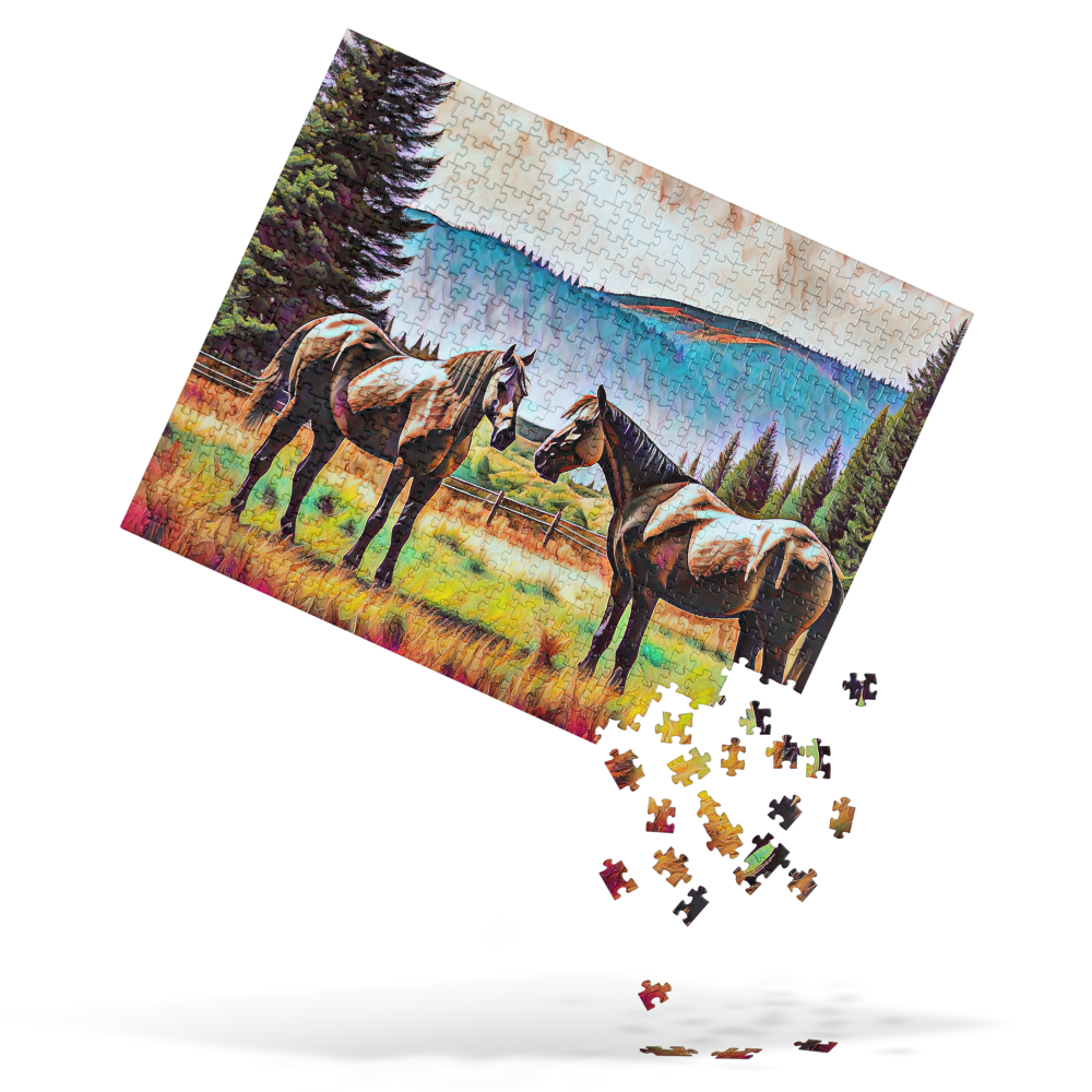 Central Oregon Horses - Digital Art - Jigsaw puzzle