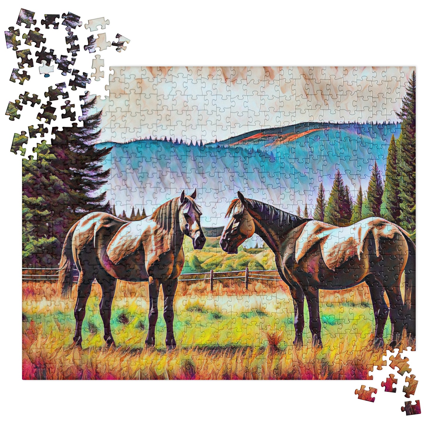 Central Oregon Horses - Digital Art - Jigsaw puzzle