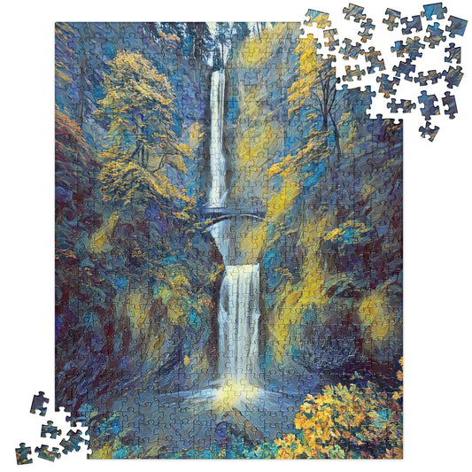 Multnomah Falls/Blue - Digital Art - Jigsaw puzzle