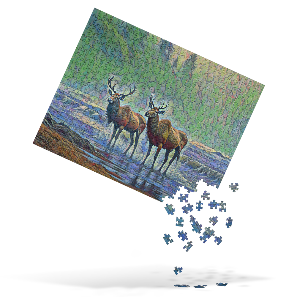 Two Elk on the Beach - Oregon - Digital Art - Jigsaw puzzle