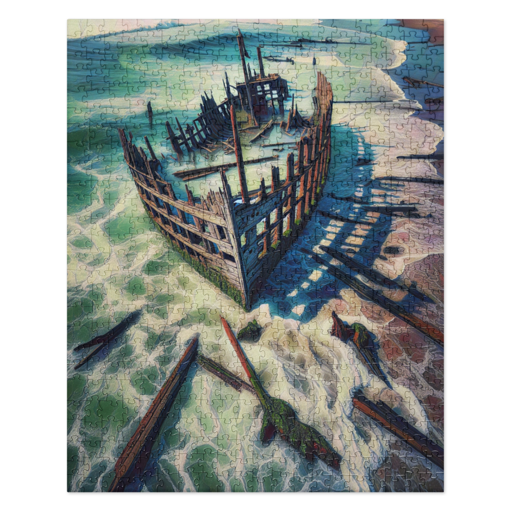 Ship Wreck on the Oregon Coast - Digital Art - Jigsaw puzzle