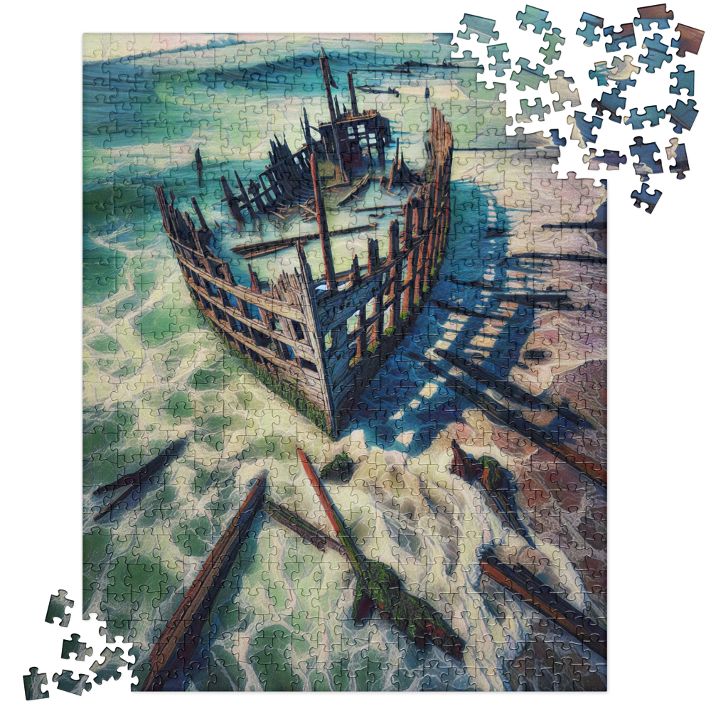 Ship Wreck on the Oregon Coast - Digital Art - Jigsaw puzzle