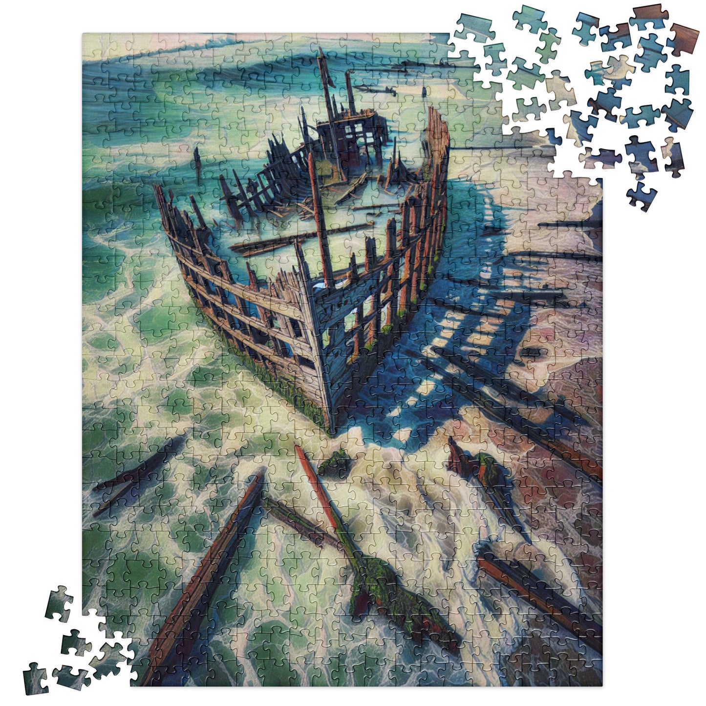 Ship Wreck on the Oregon Coast - Digital Art - Jigsaw puzzle