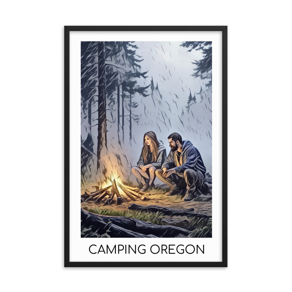 Camping Oregon - Framed poster