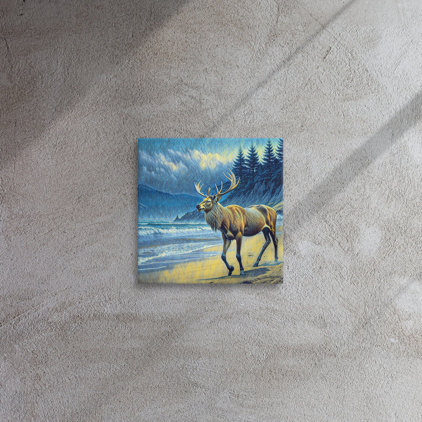 Elk on the Beach - Oregon - Digital Art -Thin canvas