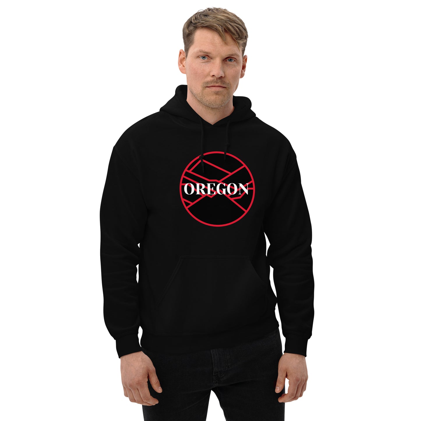 OREGON - Black/Red - Unisex Hoodie