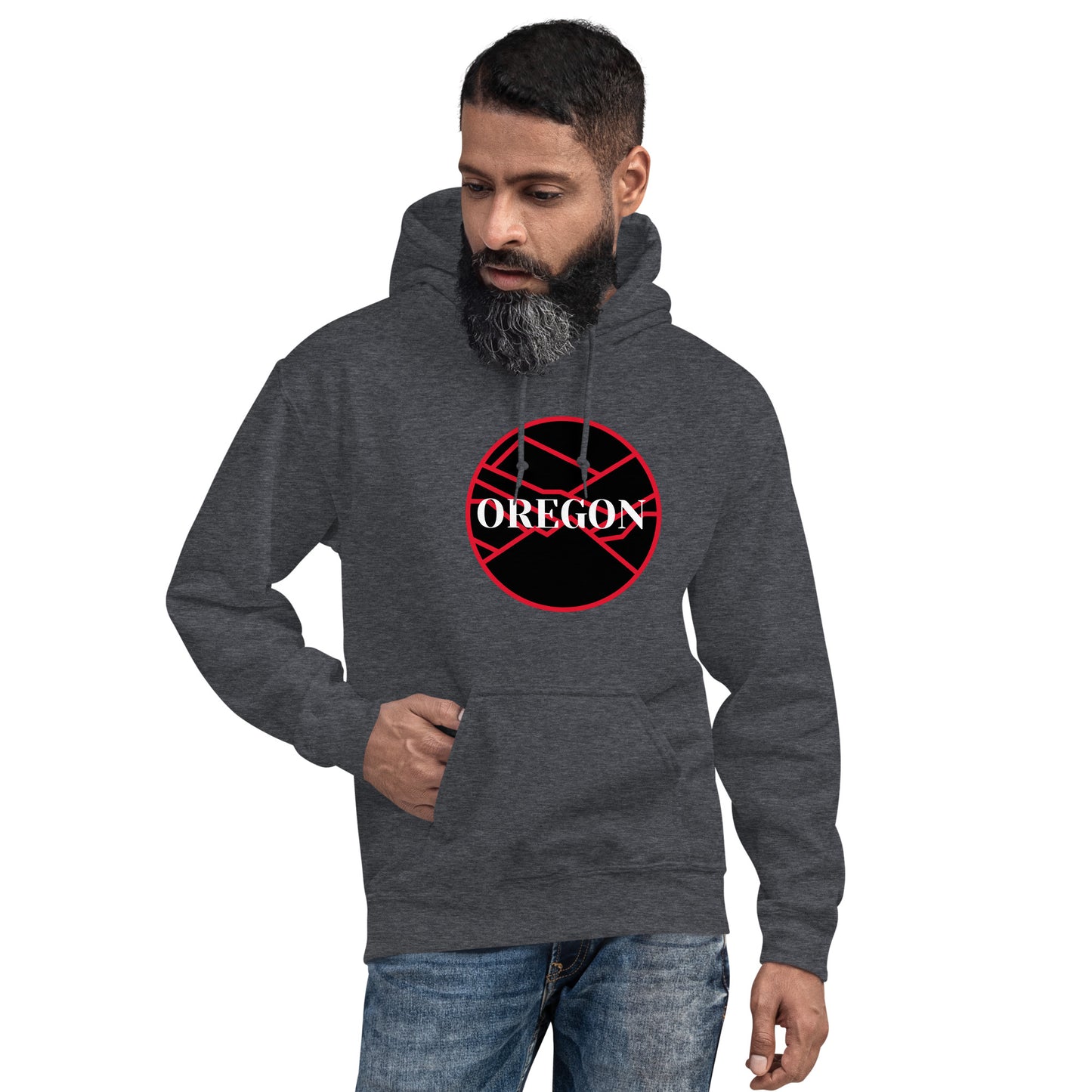 OREGON - Black/Red - Unisex Hoodie