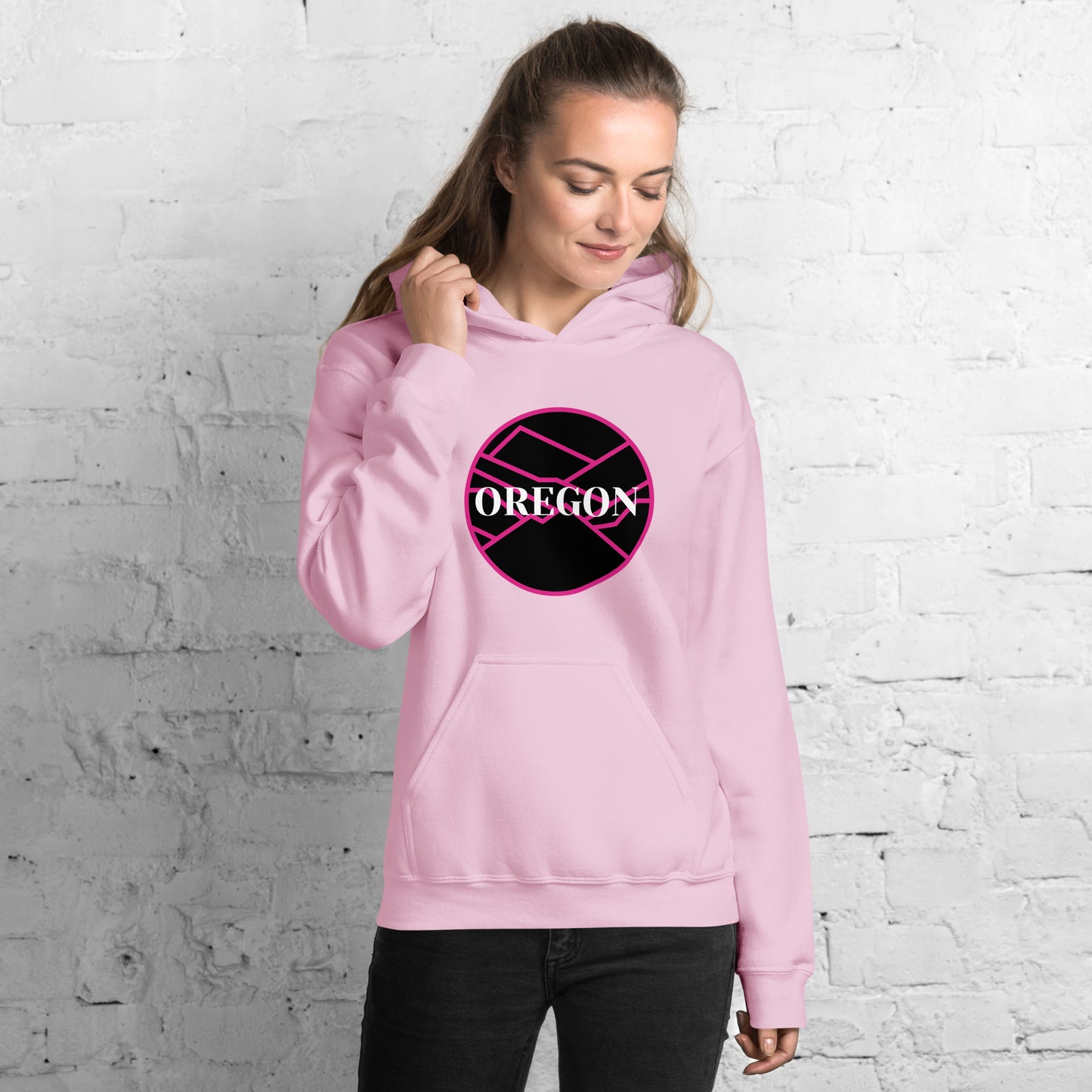 OREGON - Pink/Black - Unisex Hoodie