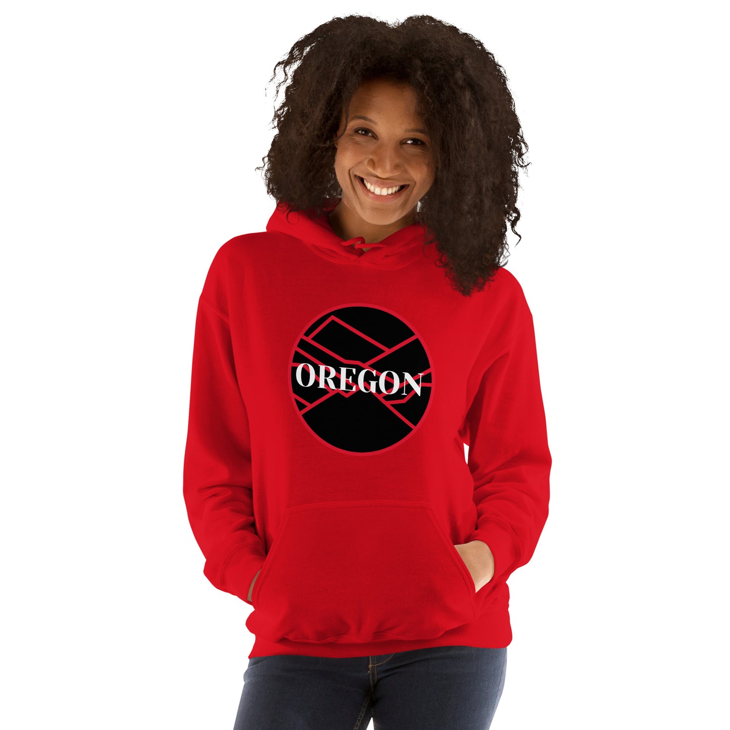 OREGON - Black/Red - Unisex Hoodie