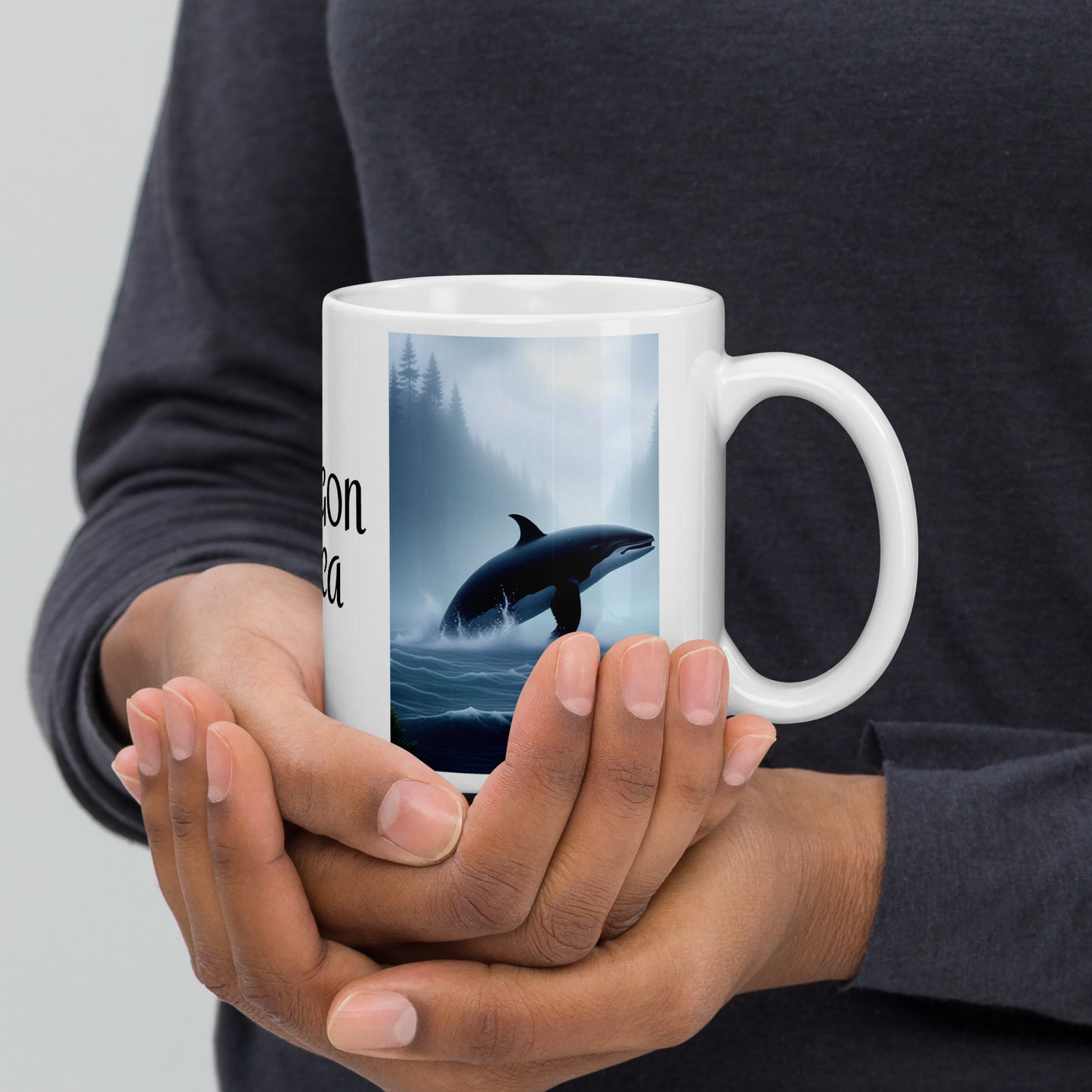 Oregon Orca - White glossy mug