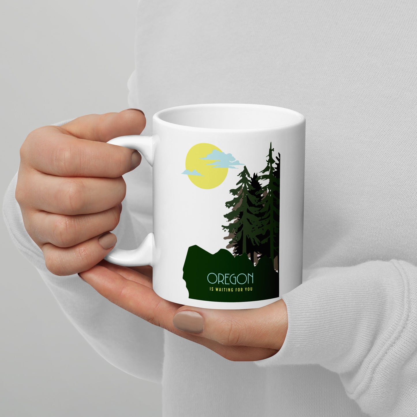 Oregon is Waiting For You - White glossy mug