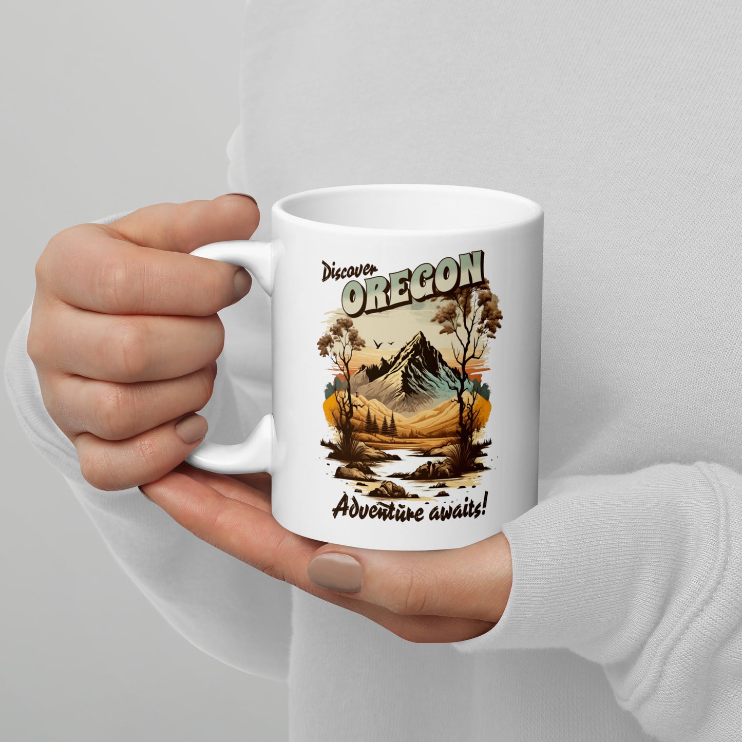 Discover Oregon - White glossy mug