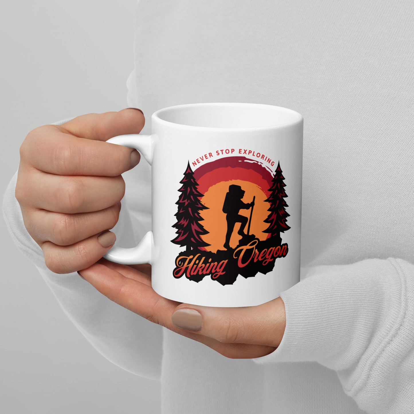 Hiking Oregon/2 - White glossy mug