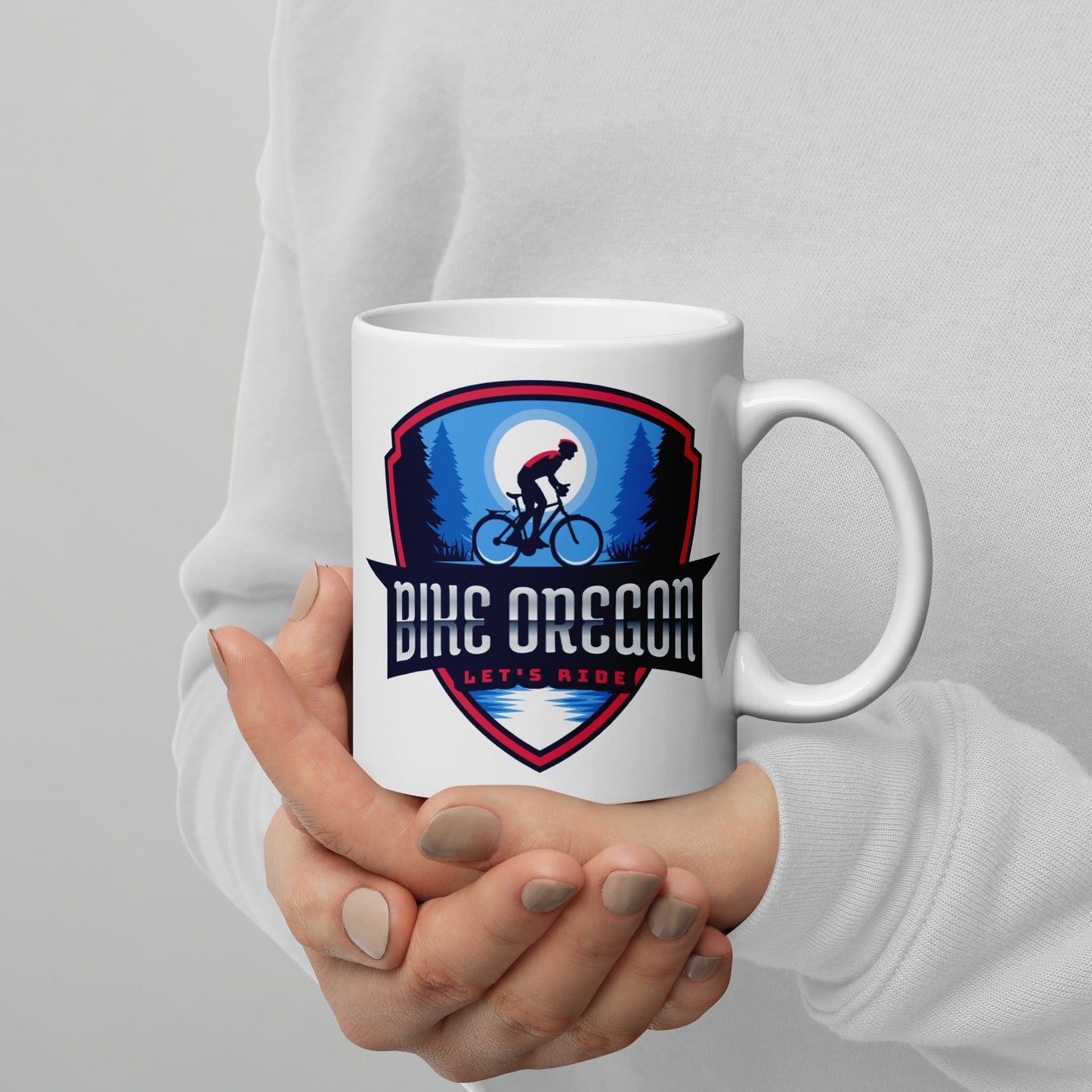 Bike Oregon - White glossy mug