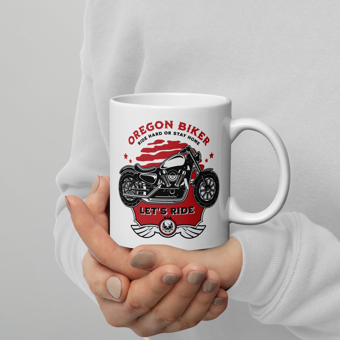 Oregon Biker - White glossy mug